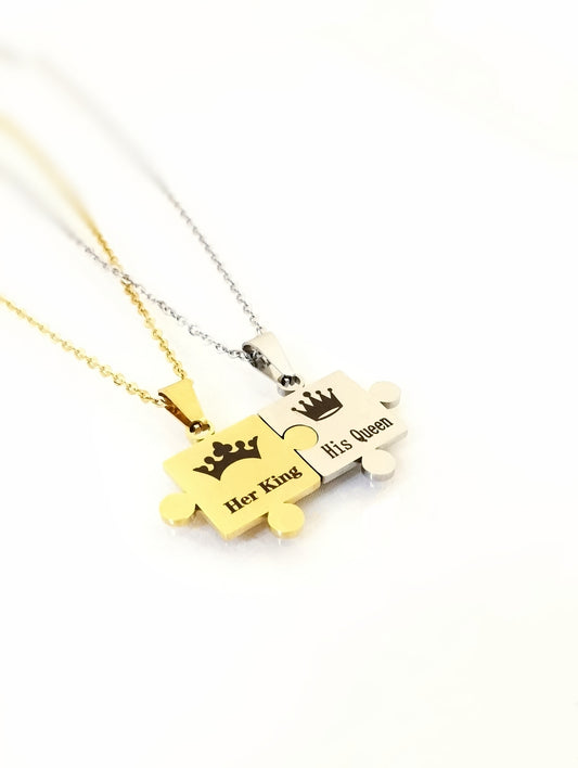 Her King His Queen Necklace Gold/Silver