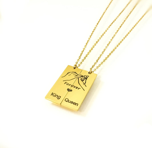 Forever King Queen Necklace Gold