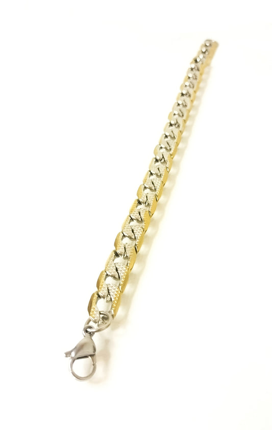 Cuban Gold & Silver Mix Bracelet Men 18K Goldplated
