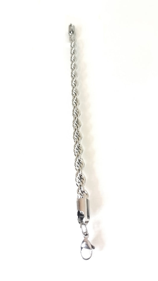 Rope Bracelet Silver Stainless Steel