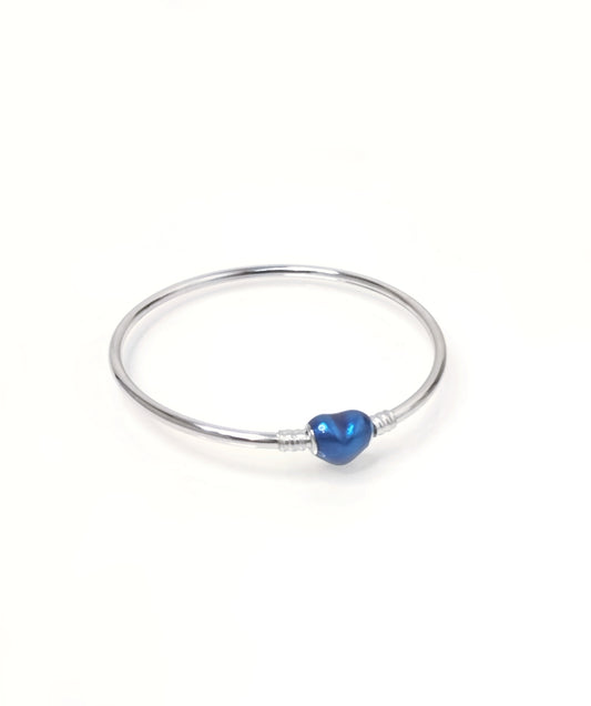 316L Blue Heart Bracelet Silver