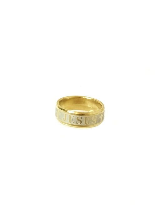 JESUS Ring Gold 18K Goldplated Men
