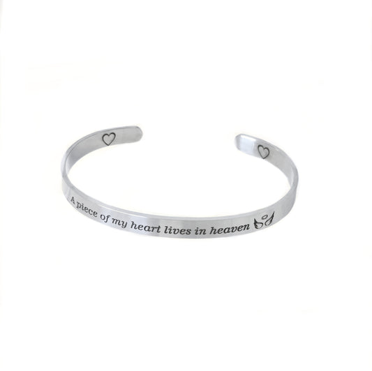 A Piece of My Heart Lives in Heaven Bangle Silver