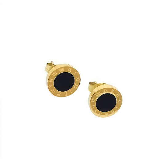 Roman Stud Earrings Gold Stainless Steel