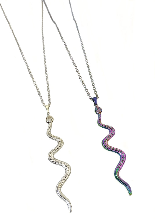 Long Snake Necklace Stainless Steel