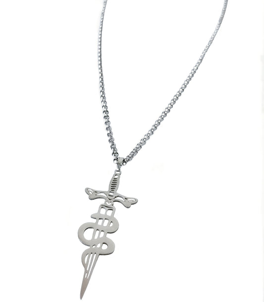 Sword Snake Necklace Silver