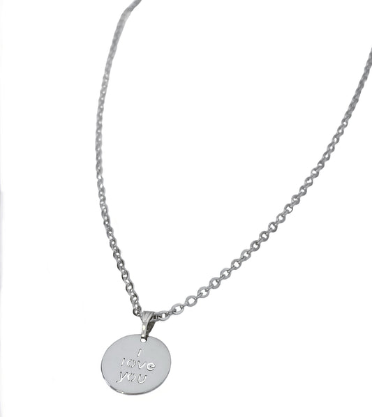 I Love You Necklace Silver
