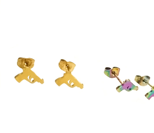 Gun Stud Earrings Stainless Steel