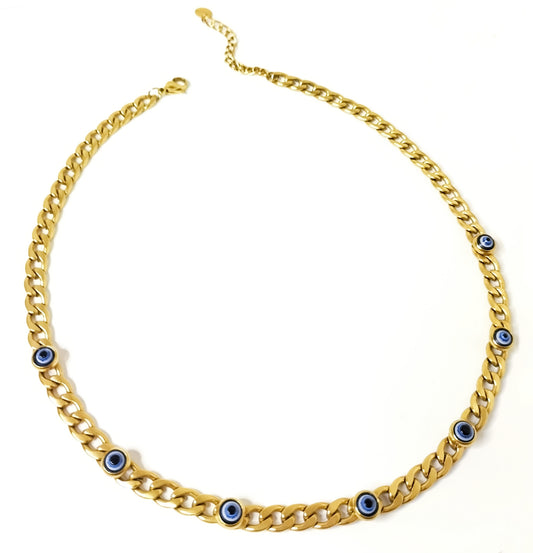 Evil Protect Eye Necklace Gold