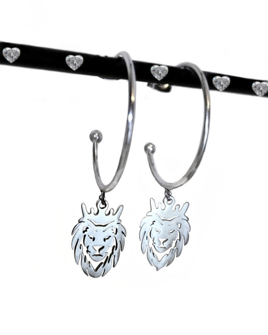 Lion Earrings Silver