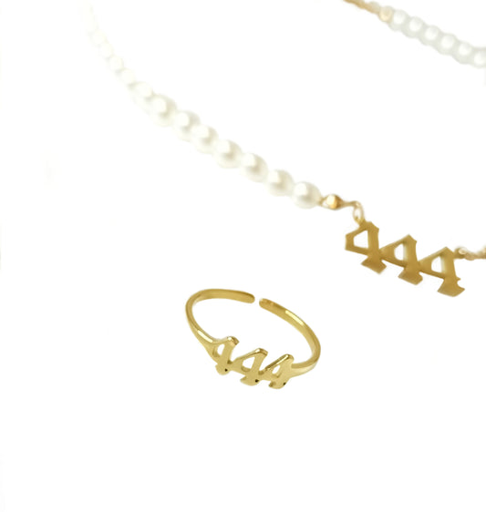 Angel Number 444 Ring Gold