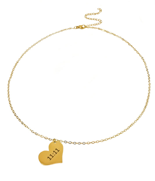 Angel Number 1111 Heart Necklace Gold