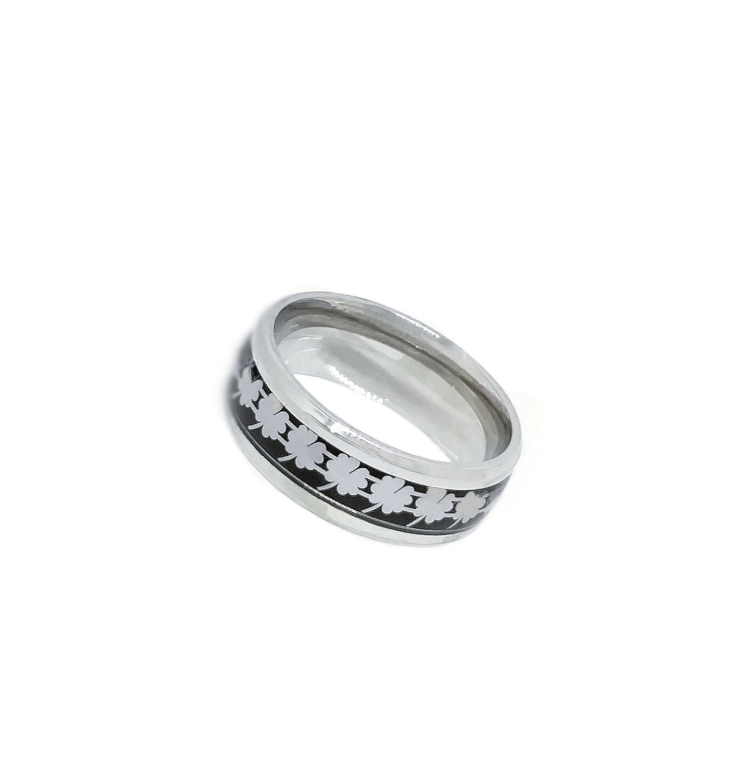 Clover Ring Silver Black