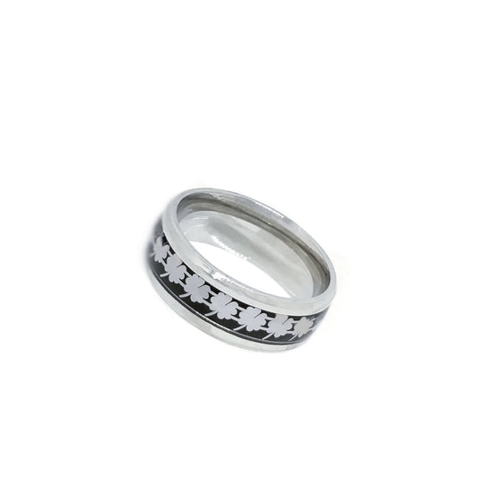 Clover Ring Silver Black