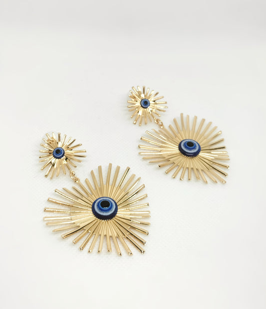 Protect Evil Eye Heart Earrings Gold