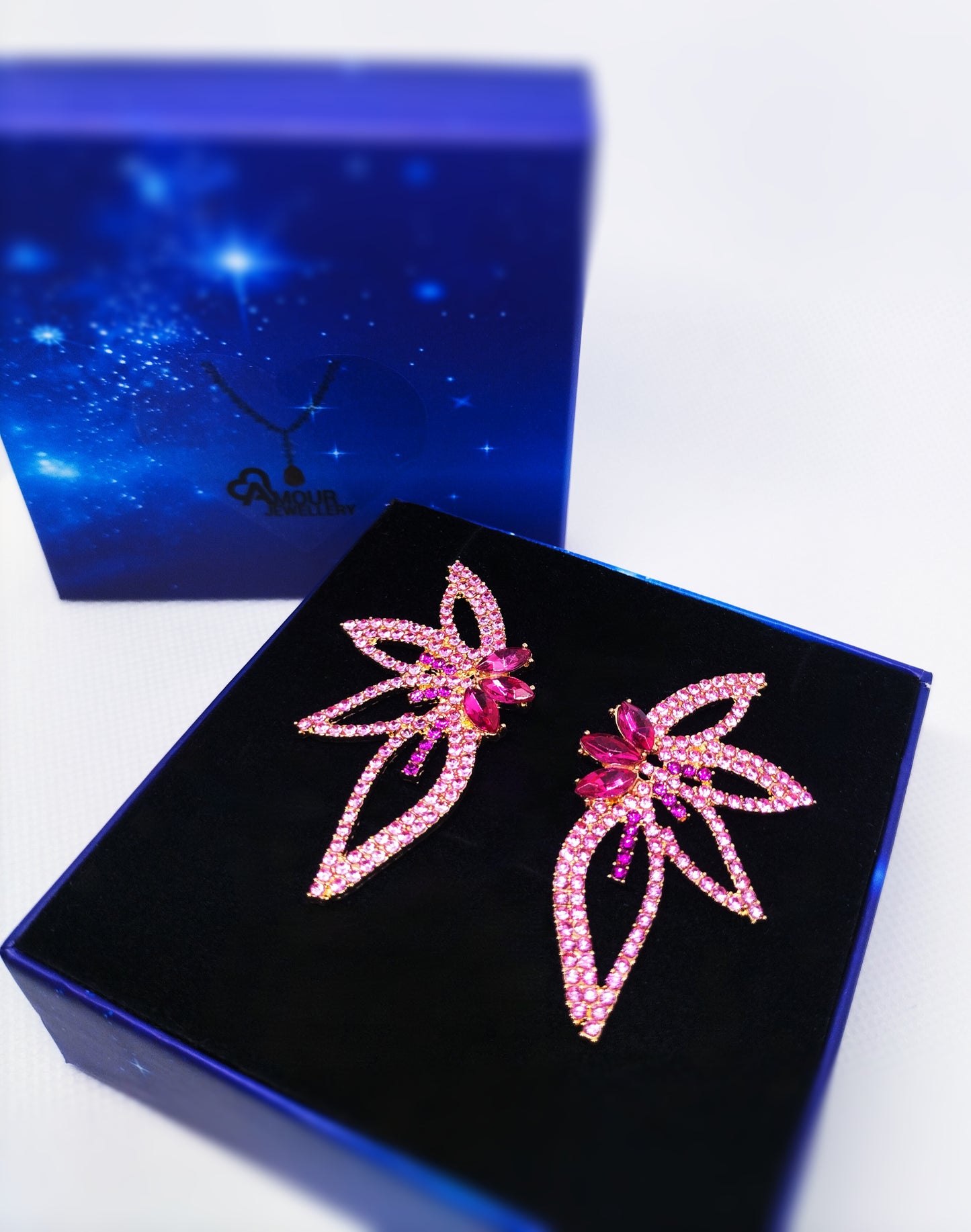 Pink Flower Big Earrings