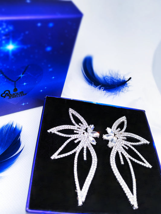 Big Flower Silver Earrings