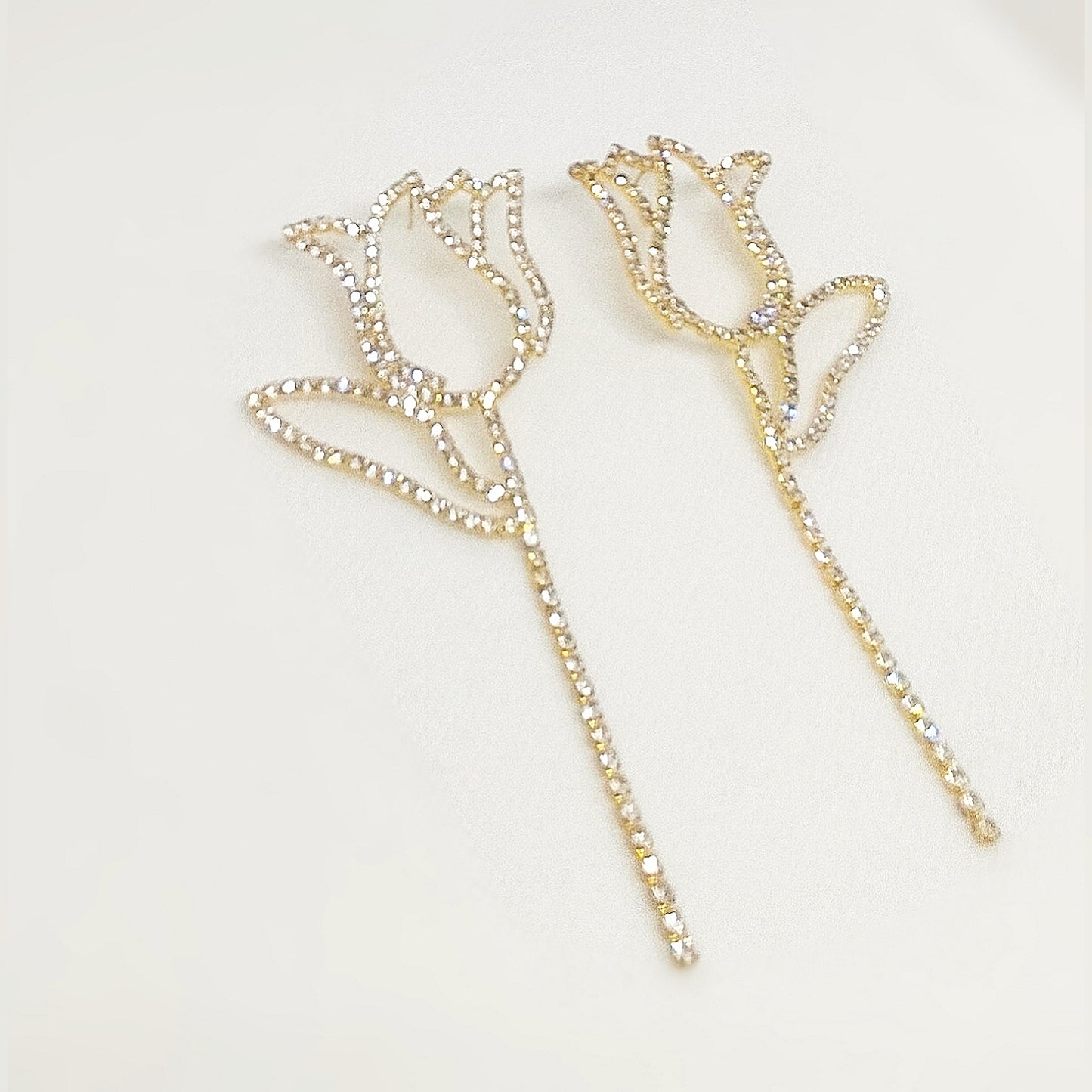 Rose Big Strass Earrings Gold