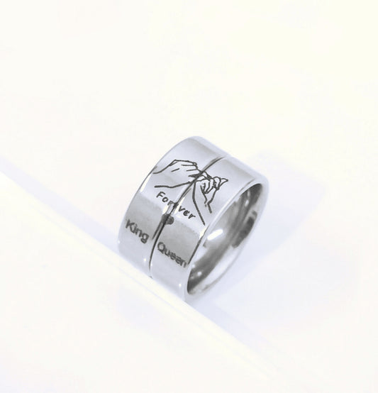 Forever King Queen Couple Rings Silver