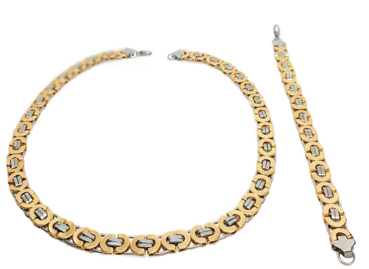 Round King Duotone Jewellery Set 18K Goldplated 11MM