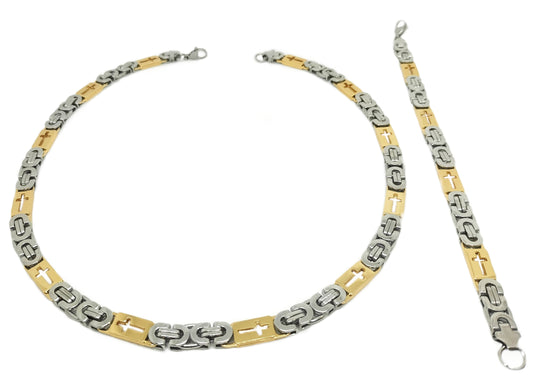 Jesus Cross King Jewellery Set 18K Goldplated
