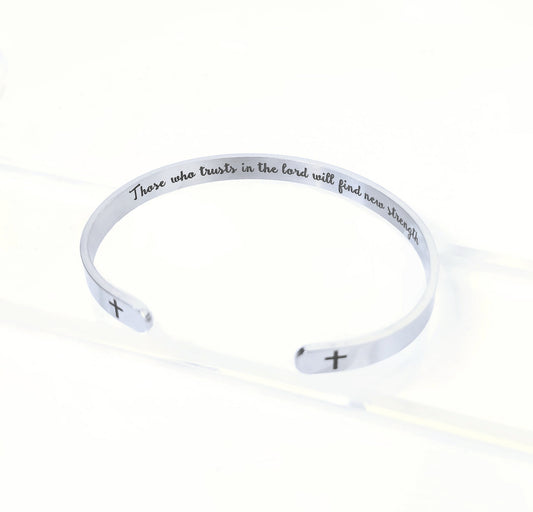 Jesus Trust In The Lord Bangle Silver Stainless Steel