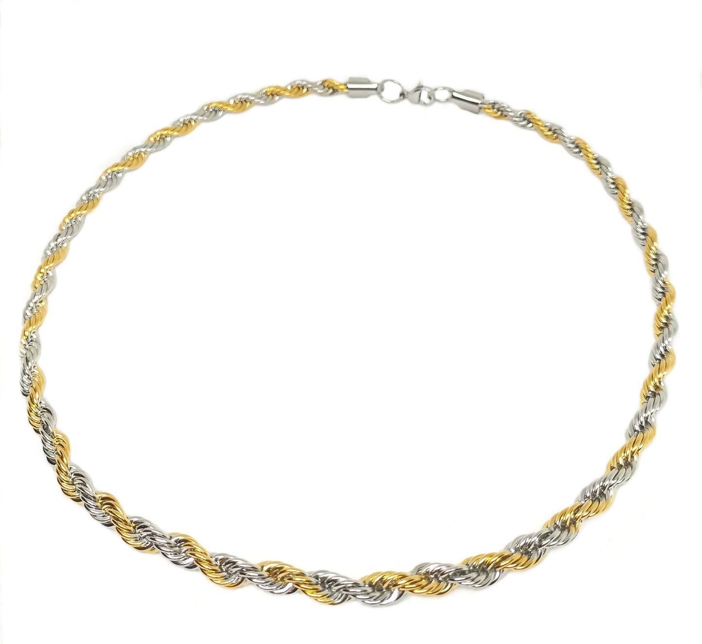 Rope Duotone Necklace Gold And Silver Stainless Steel Goldplated