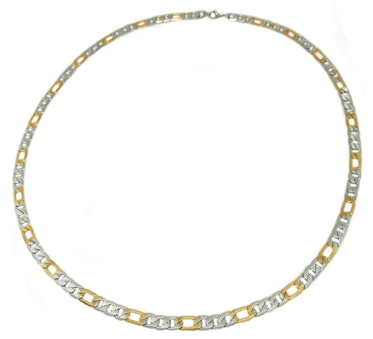 Cuban Necklace Gold and Silver Duotone 18K Vacuüm Plated