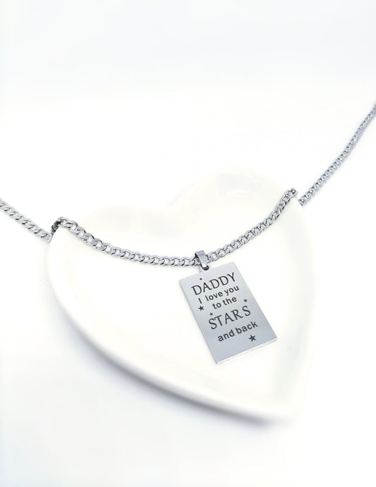 Daddy I love you Necklace Silver Stainless Steel