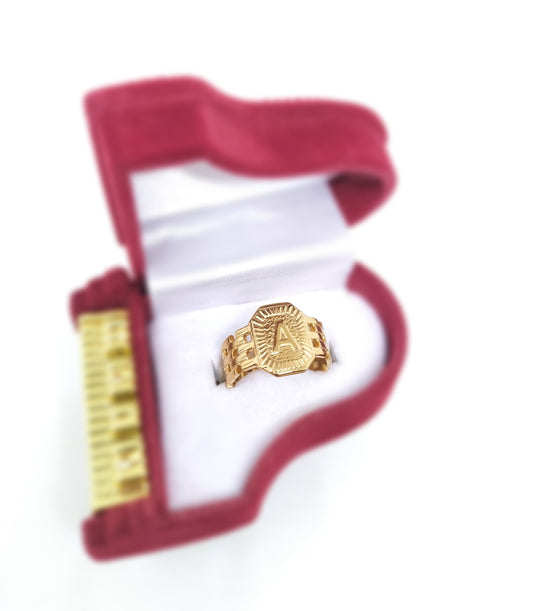 Initial A Letter Ring 18K Goldplated Stainless Steel