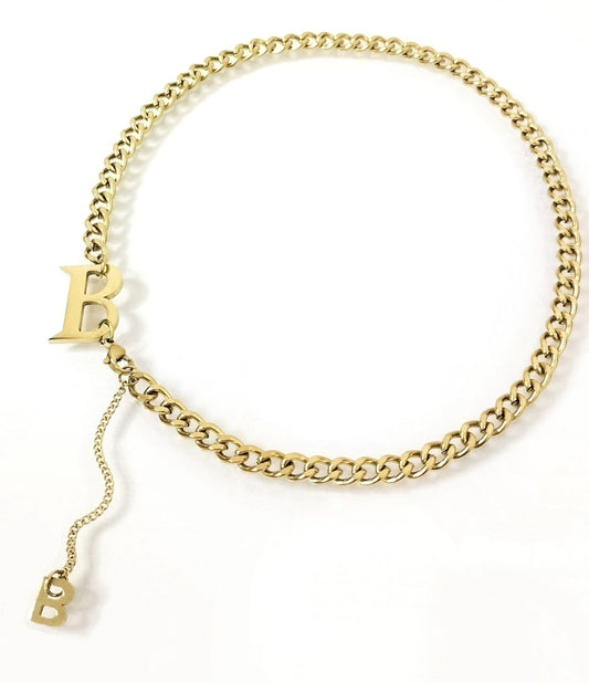 B Letter Choker Necklace Gold
