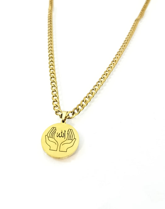 Allah Praying Hands Necklace Gold