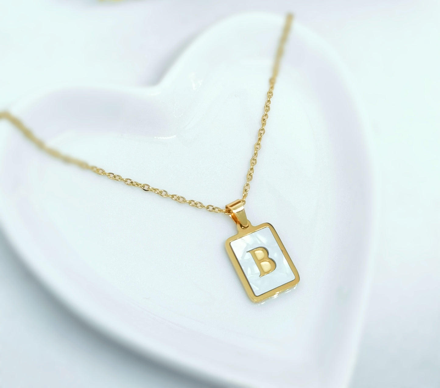 Initial B Letter Necklace Stainless Steel 18K Goldplated