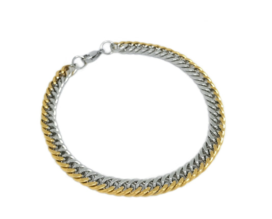 Unique Gold and Silver Duotone Bracelet 18K Goldplated Stainless Steel