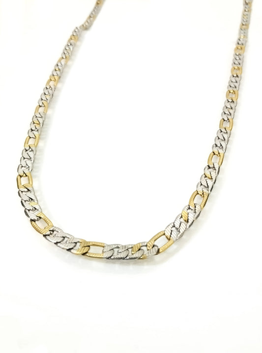 Cuban Gold & Silver Mix 18K Plated Duotone Necklace