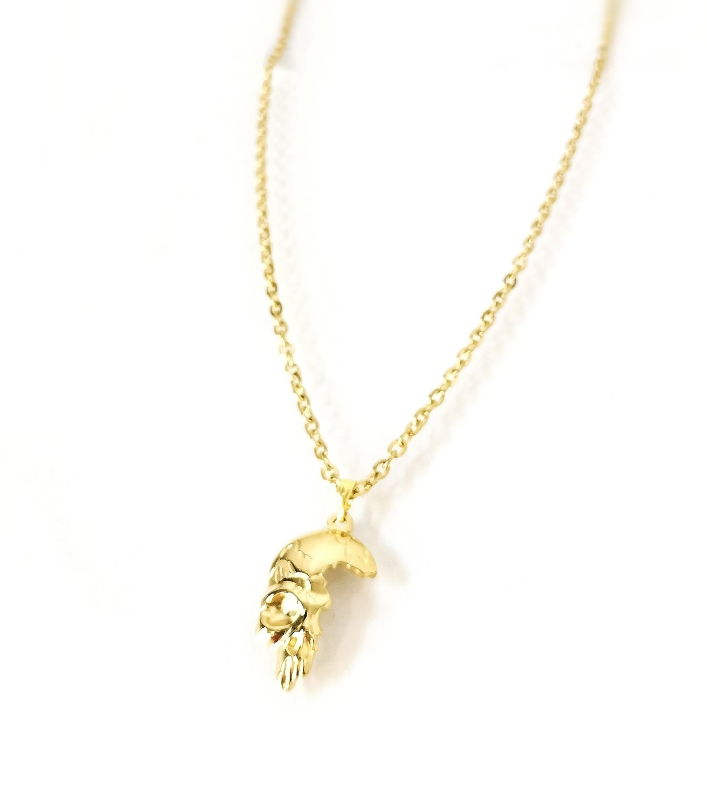 Half Skull Necklace Gold