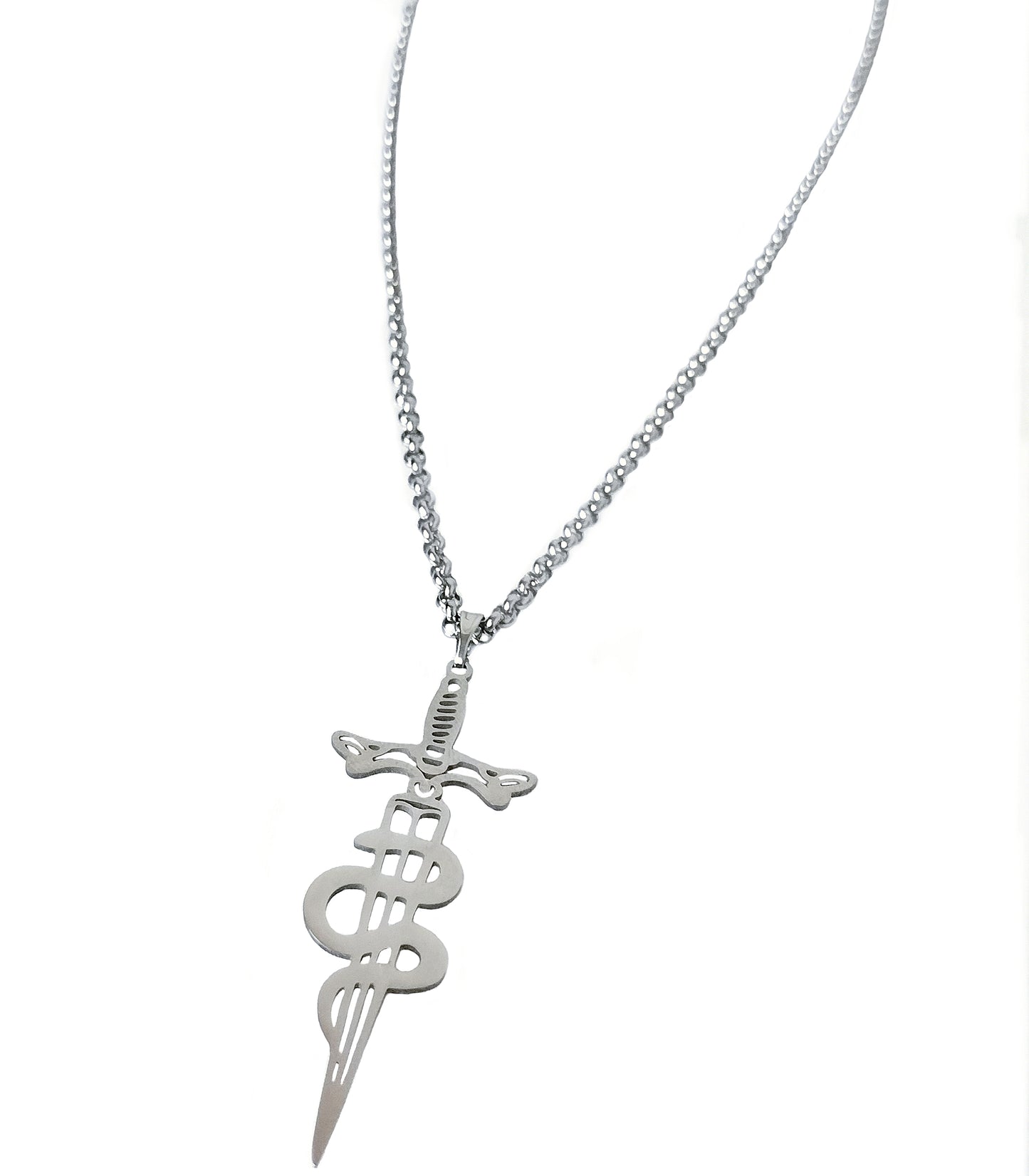 Sword Snake Necklace Silver